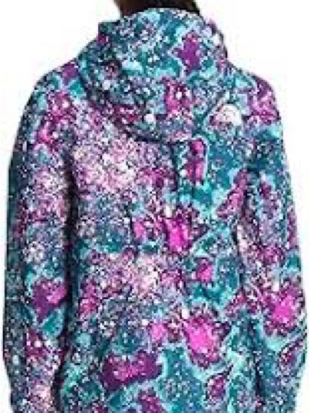 The North Face Kids Printed Resolve Reflective Jacket in Teal and Purple